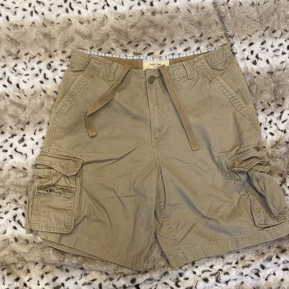 Faded Glory Cargo Shorts Mens 38 Khaki Multi Pocket Utility Outdoor Casual Y2K